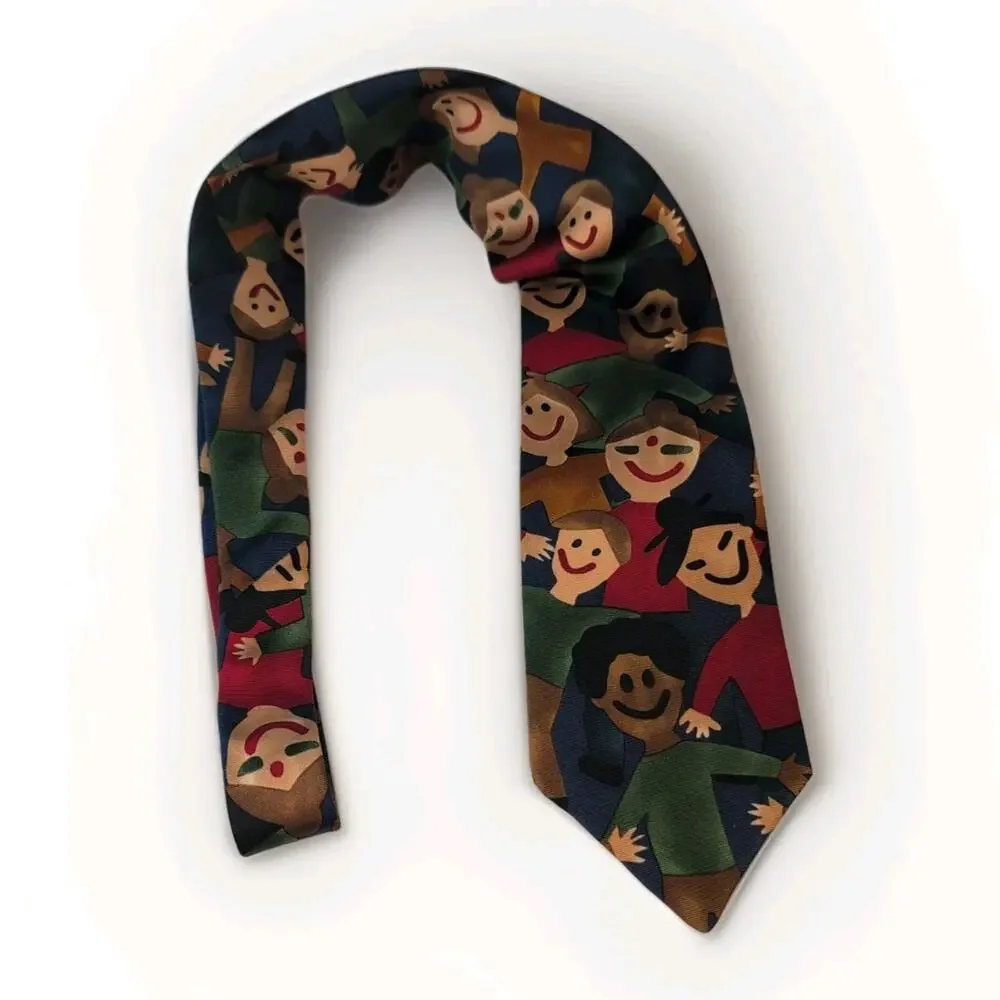 Save the Children Vintage Silk Necktie Child Artwork Multicolor USA